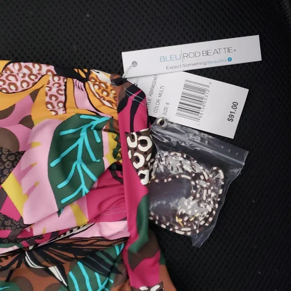 NWT Bleu Rod Beattie Run Wild Draped Tankini Top & Sarong Bikini Bottom 8